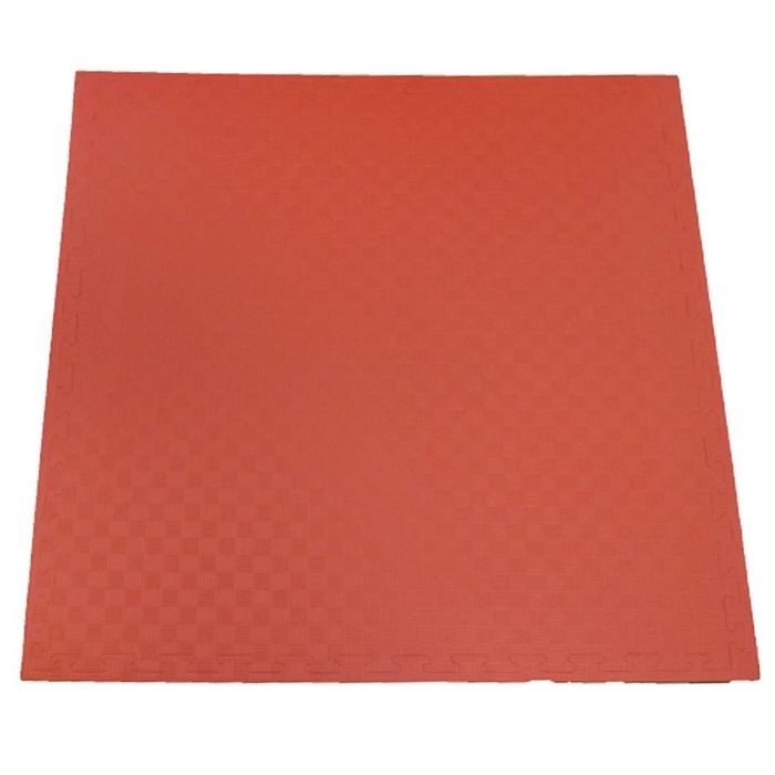 EVA Sikkerhedsmåtte, 1000x1000x22 mm, indendørs faldunderlag for faldhøjde op til 1,3 m, rød/grå