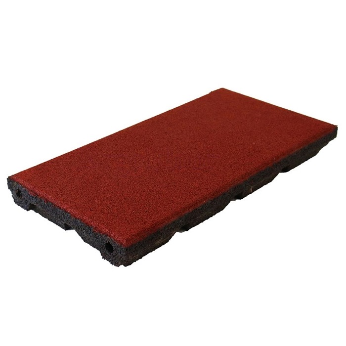 ErgoPlay 250x500x90 mm gummifliser / faldunderlag for faldhøjder op til 3 m, basic kvalitet, rød