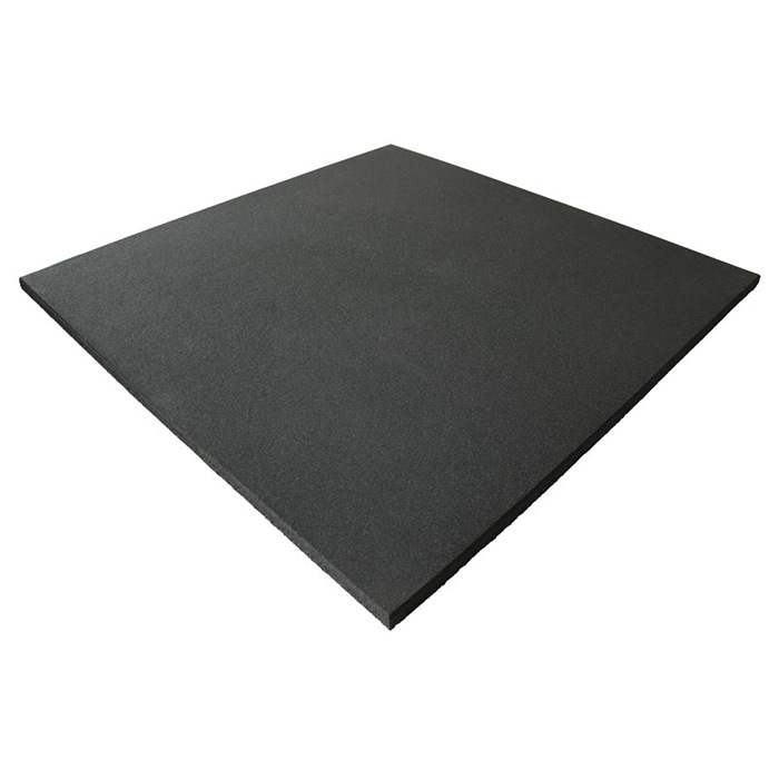 ErgoTile QUAD X 1000x1000x25 mm gummifliser, med overflade af gummipulver med ekstra slidstærk og lukket overflade, C1X - sort. Brandklasse efl
